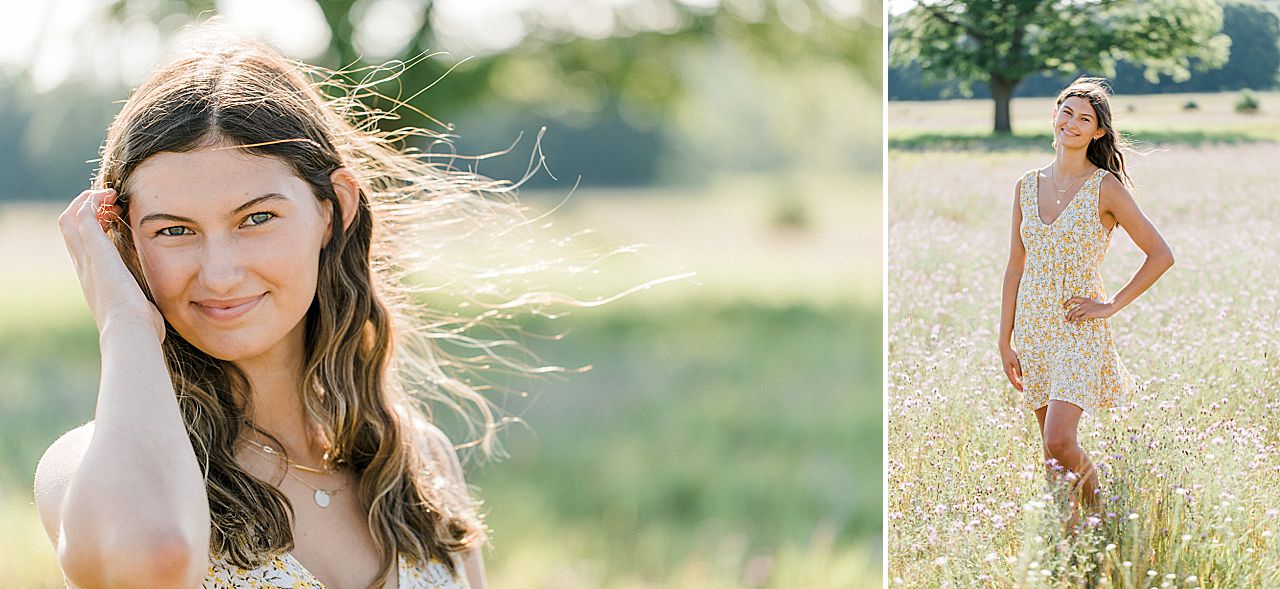 A senior portrait session on a sunny summer day in Empire, Michigan