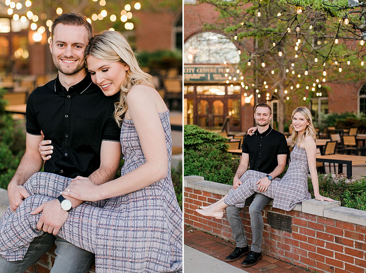 An engaged couple in Downtown Traverse City