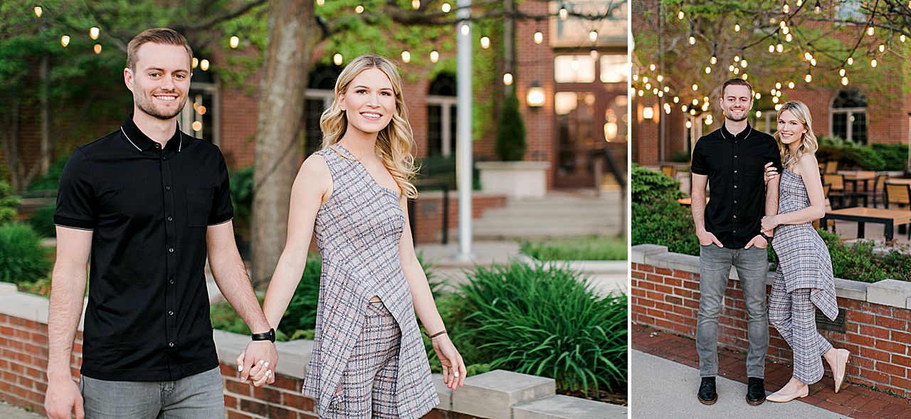 An engaged couple in Traverse City, Michigan taking portraits
