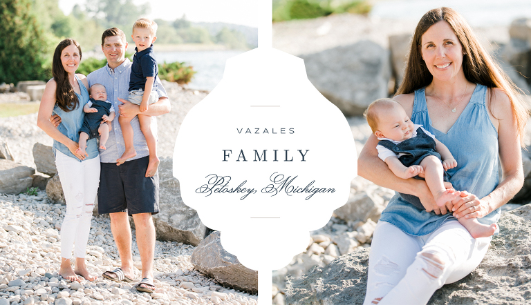 A portrait of a family of 4 in Petoskey, Michigan