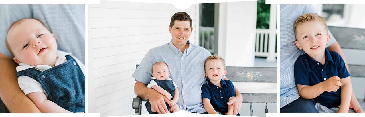 A portrait of a father and his two sons in Petoskey, Michigan