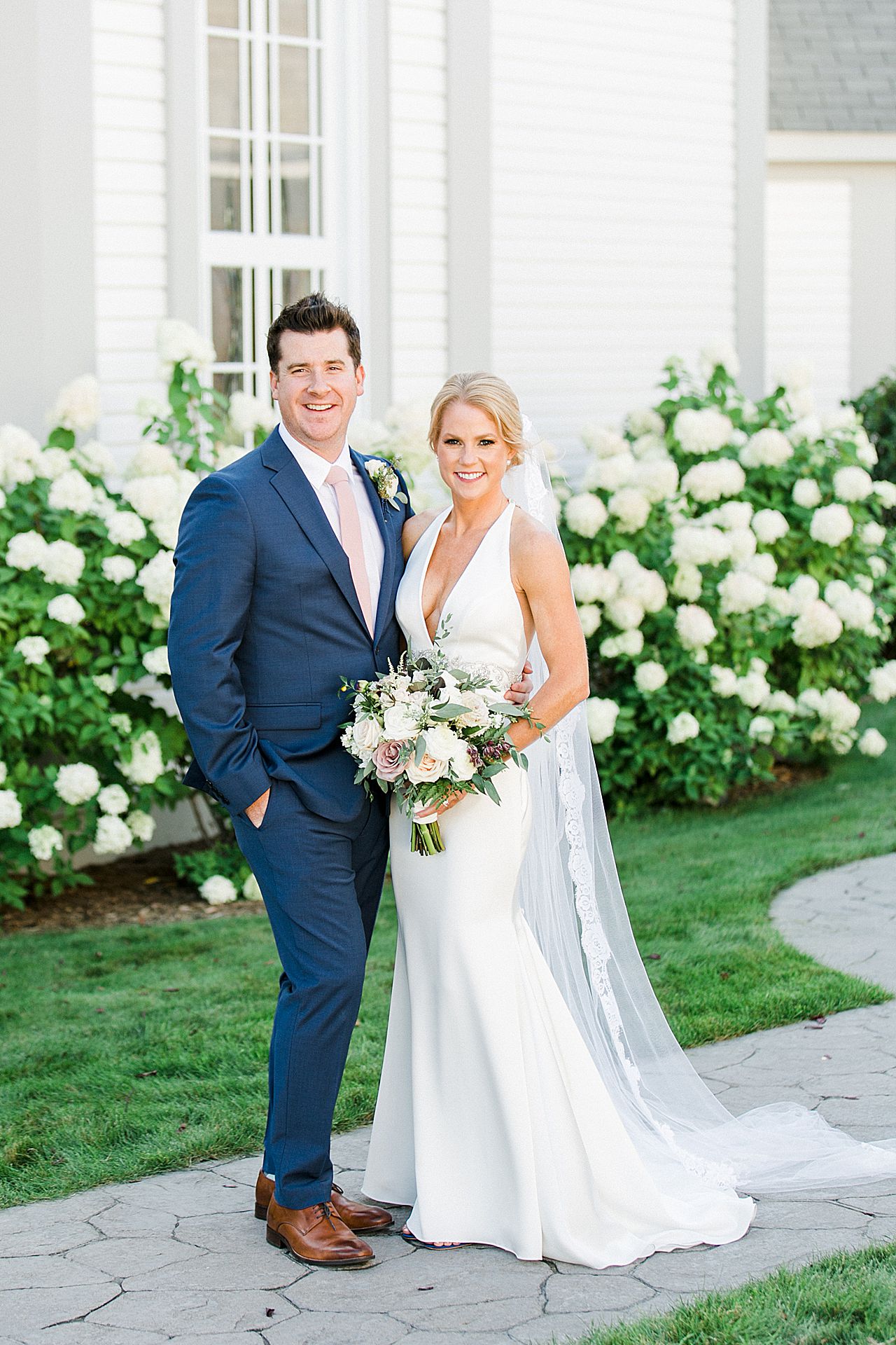 A bride and groom portraits in Harbor Springs, Michigan