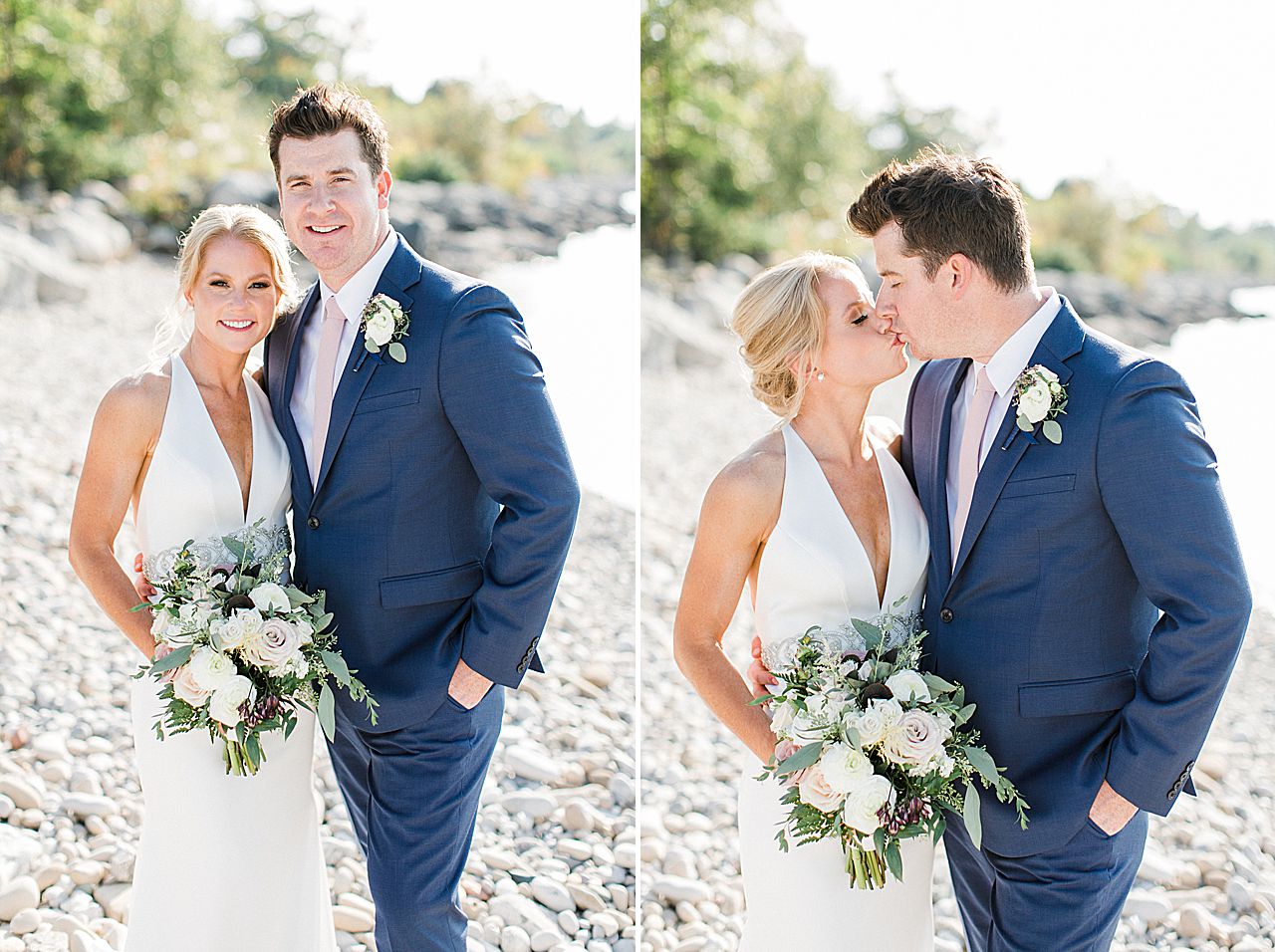 A portrait of a bride and groom in Petoskey, Michigan