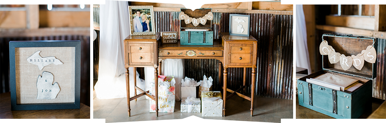 Wedding reception card table in Charlevoix, Michigan