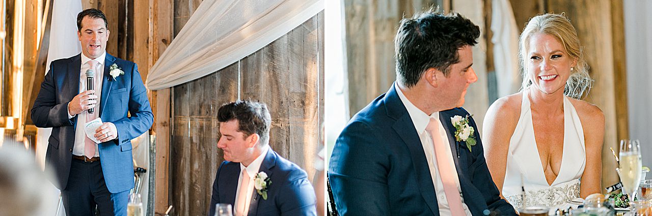 A best man giving his speech at a wedding reception in Charlevoix, Michigan