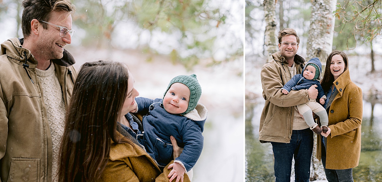 A winter family portrait session in the woods on the Leelanau Peninsula