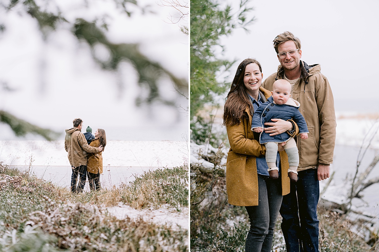 Family portraits on a snowy winter day in Northern Michigan