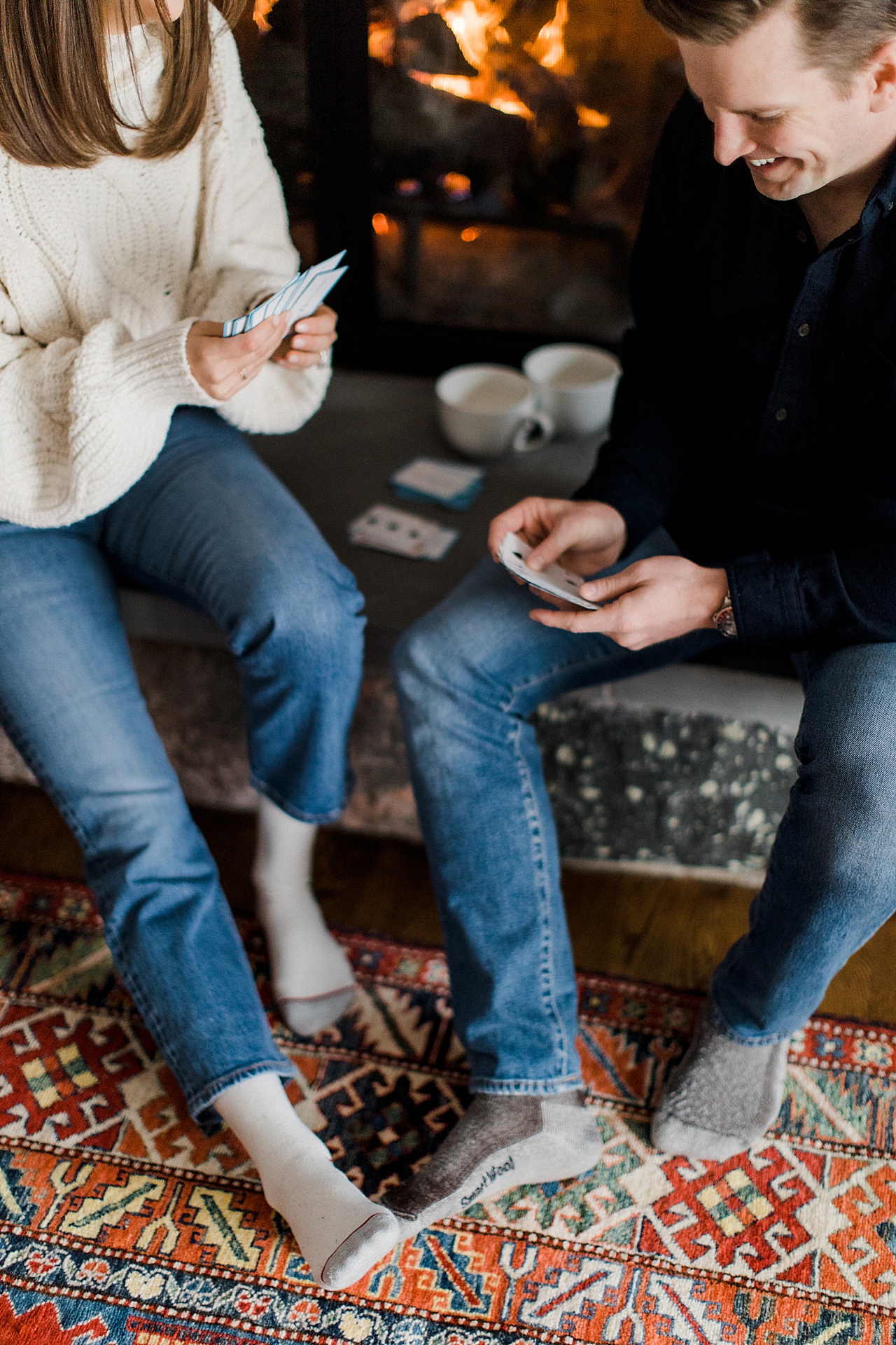 A couple playing cards in Mullett Lake, Michigan