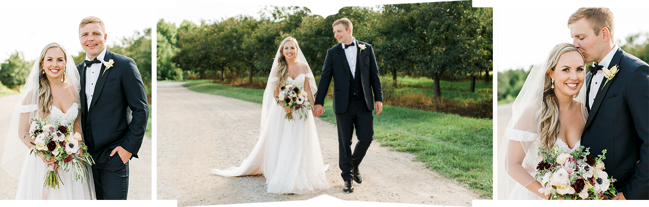 A bride and groom taking portraits on their wedding day in Northern Michigan