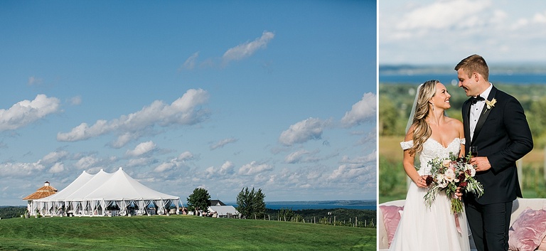 A sunny day with blue skies at Bay View Weddings at Gallagher Farms wedding venue in Northern Michigan