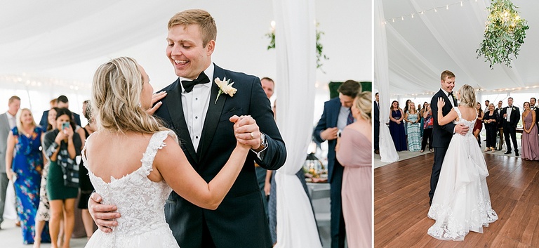 A bride and grooms first dance as husband and wife