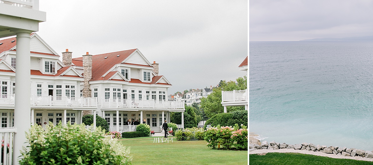A picture of the Inn at Bay Harbor and the Lake Michigan shoreline