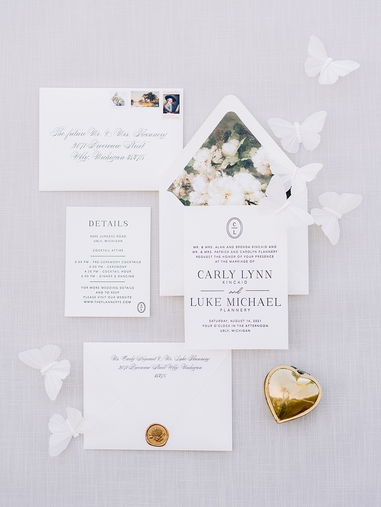 A white wedding invitation suite by minted
