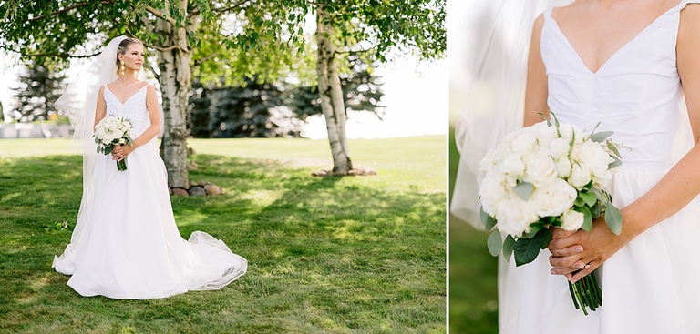 Bridal portraits outside on a country estate in Ubly, Michigan