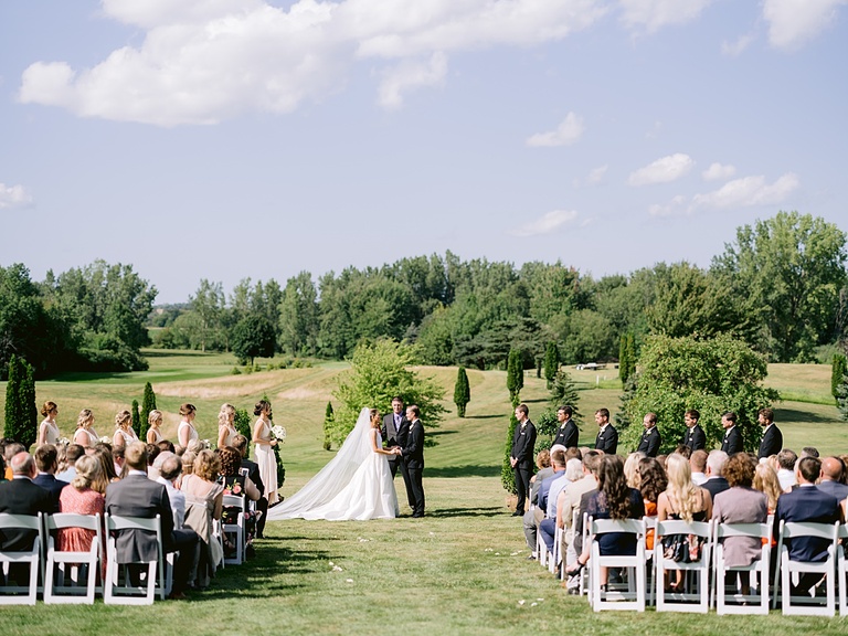 A wedding ceremony on a sunny day in lower Michigan