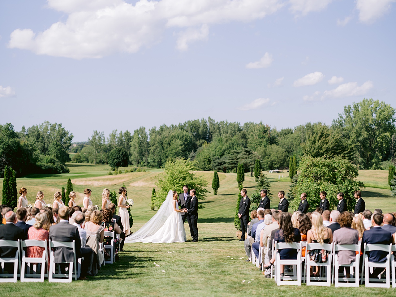 A wedding ceremony on a sunny day in lower Michigan