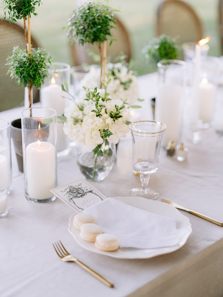Private country estate wedding reception table details