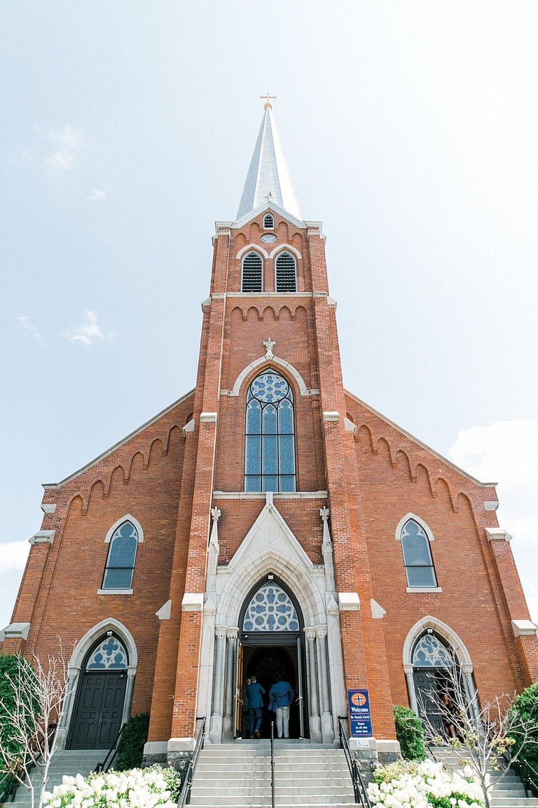 Saint Francis Xavier Catholic Church on a sunny day in Petoskey, Michigan