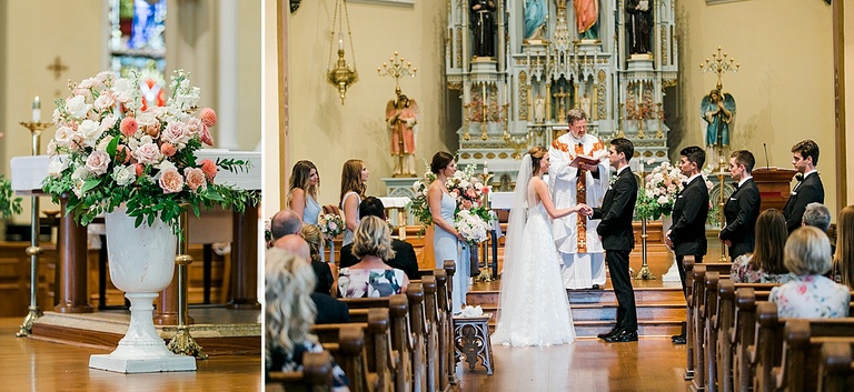 A wedding ceremony at Saint Francis Xavier Catholic Church