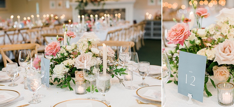 Reception tables at a wedding in the Walloon Lake Country Club