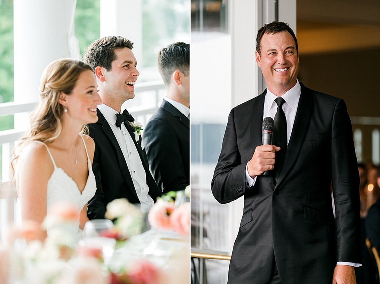 A father of the bride giving a speech at his daughters wedding on Walloon Lake