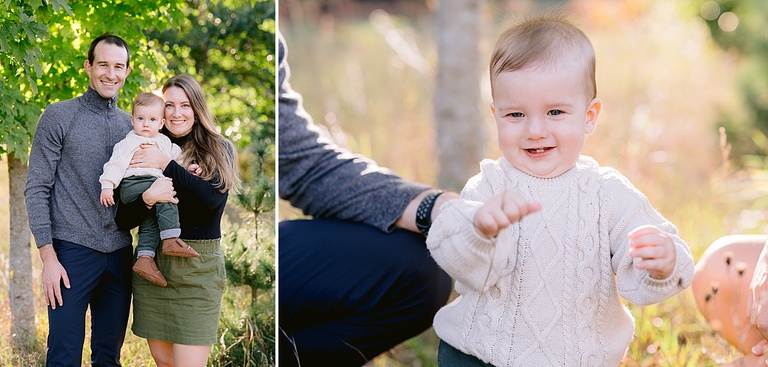 A family taking Autumn portraits