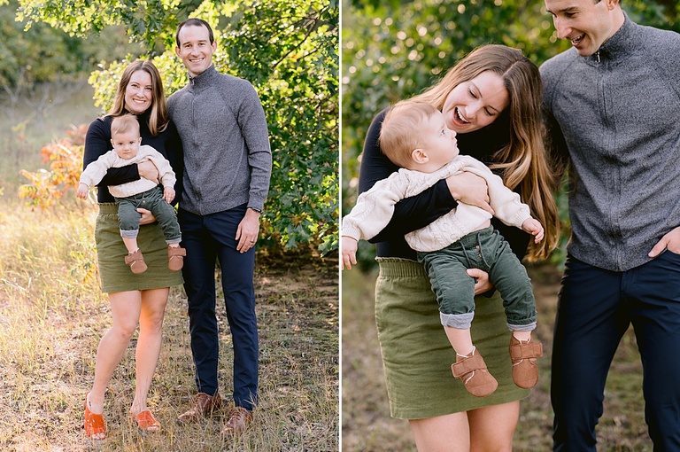 A family enjoying time together while taking portraits in Michigan