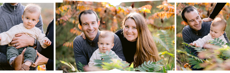 A family taking portraits in ferns